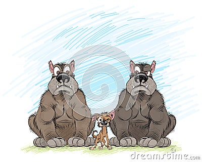 Dogs bodyguards and boss Vector Illustration