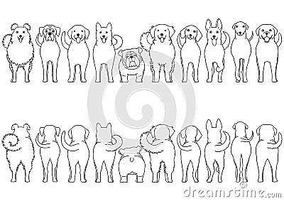 Dogs breed border set line art Vector Illustration