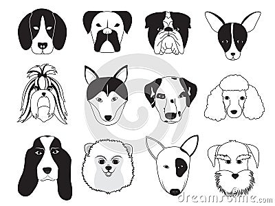 Dogs Breed Collection Vector Illustration