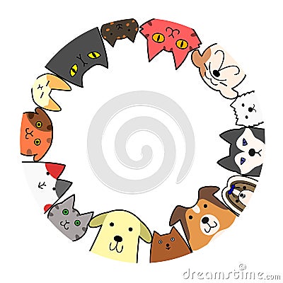 Dogs and cats circle with copy space Vector Illustration