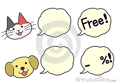 Dogs and cats with speech bubbles Vector Illustration