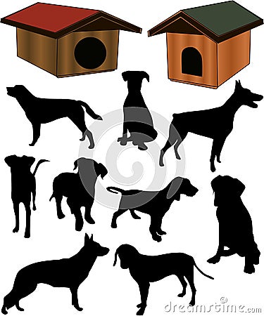 Dogs collection silhouette - vector Vector Illustration