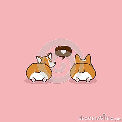 Dogs. Corgi dog. Love speech bubble. Corgi love. Vector Cartoon Illustration