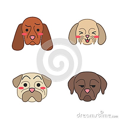 Dogs cute kawaii vector characters Vector Illustration
