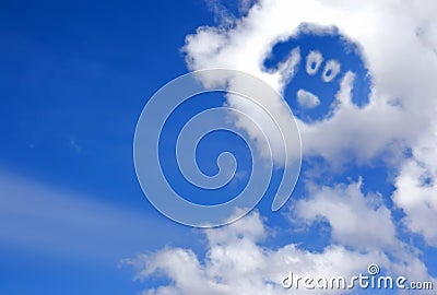 Dogs face in the sky clouds Stock Photo