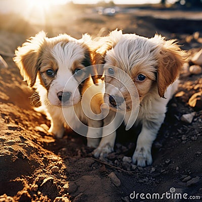 varied coat types of dogs Stock Photo