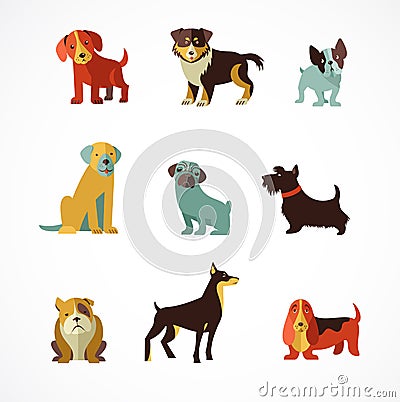 Dogs icons and illustrations Vector Illustration