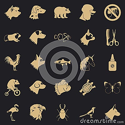 Dogs icons set, simple style Vector Illustration