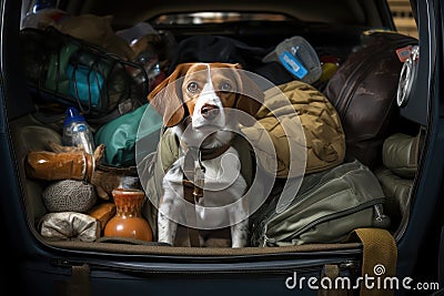 Dogs kids relax A Vacation time,travvel trip, funny Generative AI Stock Photo