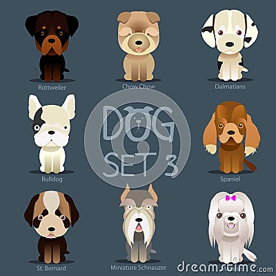 Dogs Set 3. Vector breed of dogs Vector Illustration