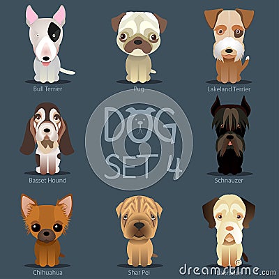 Dogs Set 3. Vector breed of dogs Vector Illustration