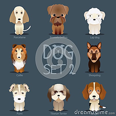 Dogs Set 2. Vector breed of dogs Vector Illustration