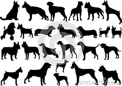 Dogs silhouettes collection Vector Illustration