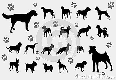 Dogs silhouettes collection Vector Illustration