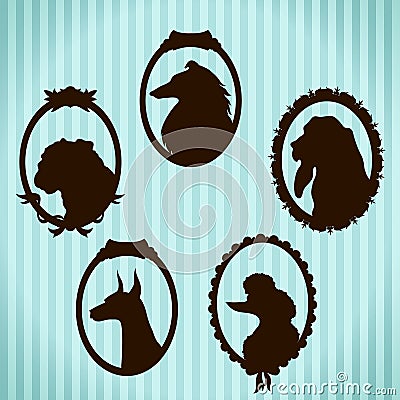 Dogs vintage silhouettes Stock Photo