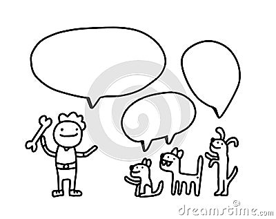 Dogs want to get bone hand drawn vector illustration in cartoon comic style Cartoon Illustration