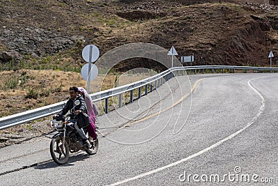 Dogubayazit, Turkey, Middle East, Kurdistan, Kurdish, family, landscape, rock, mountain, islam, marriage, motorbike Editorial Stock Photo