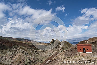 Green landscape, aerial view, breathtaking, Dogubayazit, Turkey, Middle East, mountain, Iranian border, driving, winding road Stock Photo