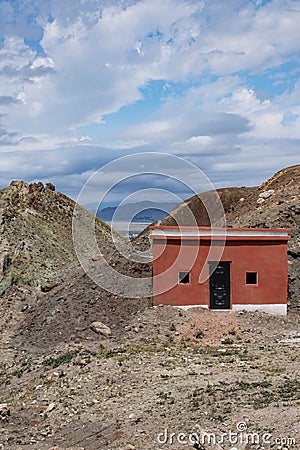 Green landscape, aerial view, breathtaking, Dogubayazit, Turkey, Middle East, mountain, Iranian border, driving, winding road Stock Photo