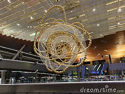 Doha Airport Contemporary Giant sculpture Cosmos Jean-Michel Othoniel hamad international airport Qatar HIA Editorial Stock Photo