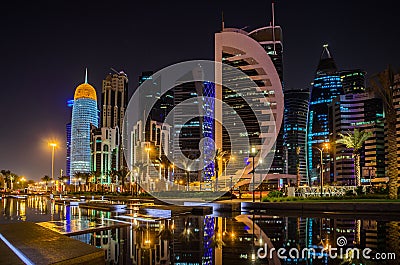 Doha city, Qatar at night Stock Photo