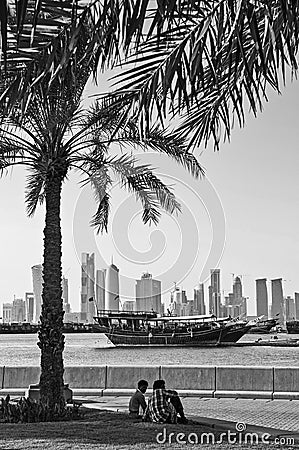 Doha city skyline view in qatar Editorial Stock Photo