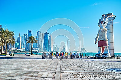 Asian Games mascot monument in Doha, Qatar Editorial Stock Photo