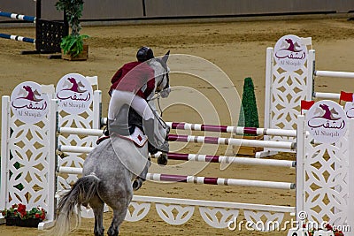 Doha, Qatar- 11 January 2020: background image with Horse jump in Doha,Qatar Editorial Stock Photo