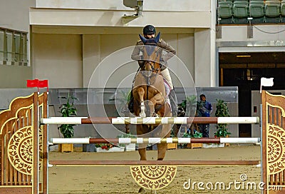 Doha, Qatar- 11 January 2020: background image with Horse jump in Doha,Qatar Editorial Stock Photo