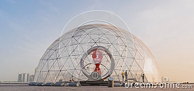 Doha, Qatar- July 03, 2022 : FIFA World Cup Qatar 2022 Official Countdown Clock at the corniche Editorial Stock Photo