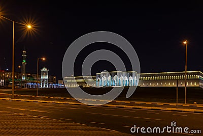 Doha Qatar parliament night view beautyful arcitaxture of 18-January 2020 Editorial Stock Photo