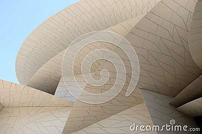 Detail of the exterior of the National Museum of Qatar, designed by Jean Nouvel Editorial Stock Photo