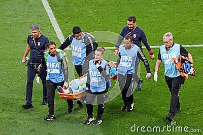 Alireza Beiranvand retires injured during the match between England vs. Iran. Fifa World Cup Qatar 2022, Match 3 Editorial Stock Photo