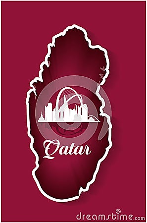 Qatar national day celebration with Qatar 3D flag. Vector Illustration