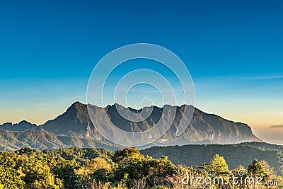 Doi Luang High mountain with bright blue sky Stock Photo