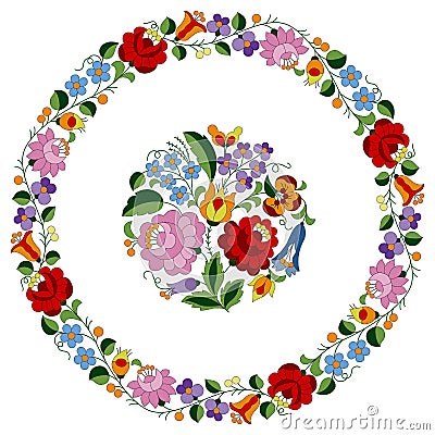 Doily embroidery folk pattern from the famous Hungarian Kalocsa region Vector Illustration