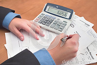 Doing the accounts Stock Photo