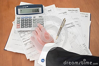 Doing the accounts Stock Photo