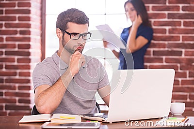 Doing creative work. Stock Photo