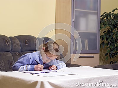 Doing homework Stock Photo