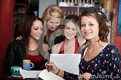 Doing Homework with Friends Stock Photo