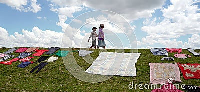 Doing laundry in Madagascar Editorial Stock Photo