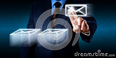 Doing Overtime Stacking Many Emails In Cyberspace Stock Photo