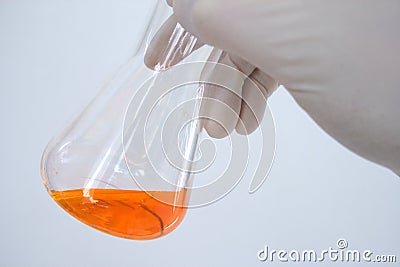 Doing Science with an Erlenmeyer Flask Stock Photo