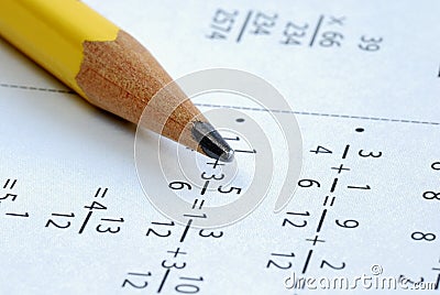 Doing some grade school Math Stock Photo