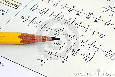 Doing some grade school Math Stock Photo