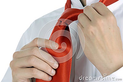 Doing a tie Stock Photo