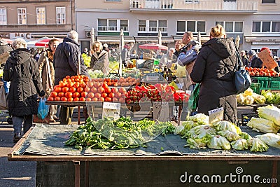 Dolac Market in Central Zagreb Editorial Stock Photo