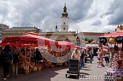 Dolac market Zagreb city centre. Croatian lifestyle Editorial Stock Photo
