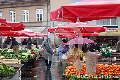 Dolac Market, Zagreb Editorial Stock Photo